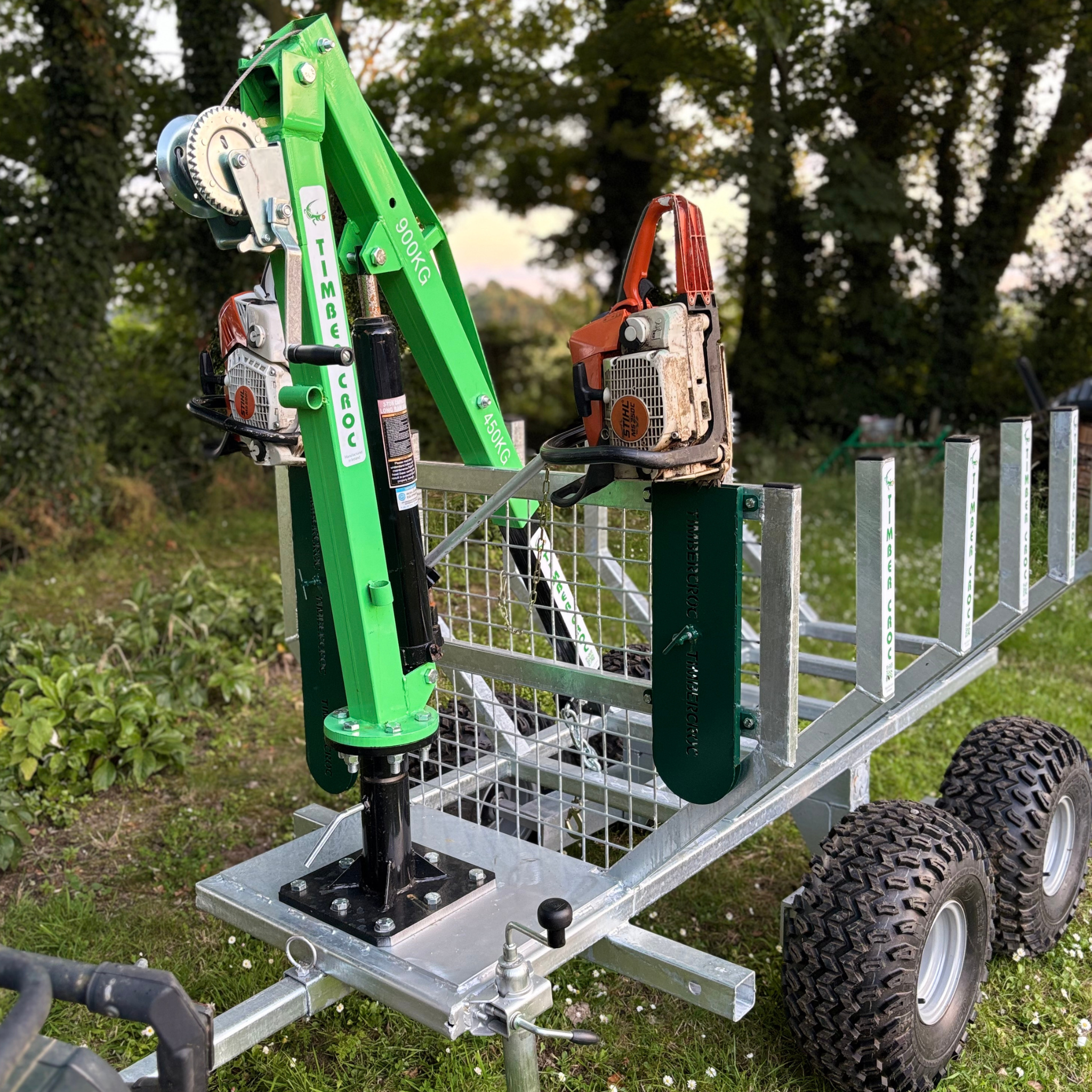 Galvanised Timber Croc Logging Trailer and Hoist