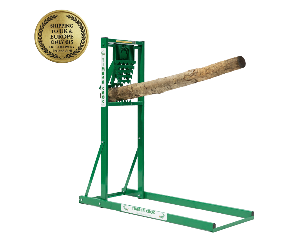 Timber Croc heavy duty log holder and saw horse for chainsaw wood cutting.