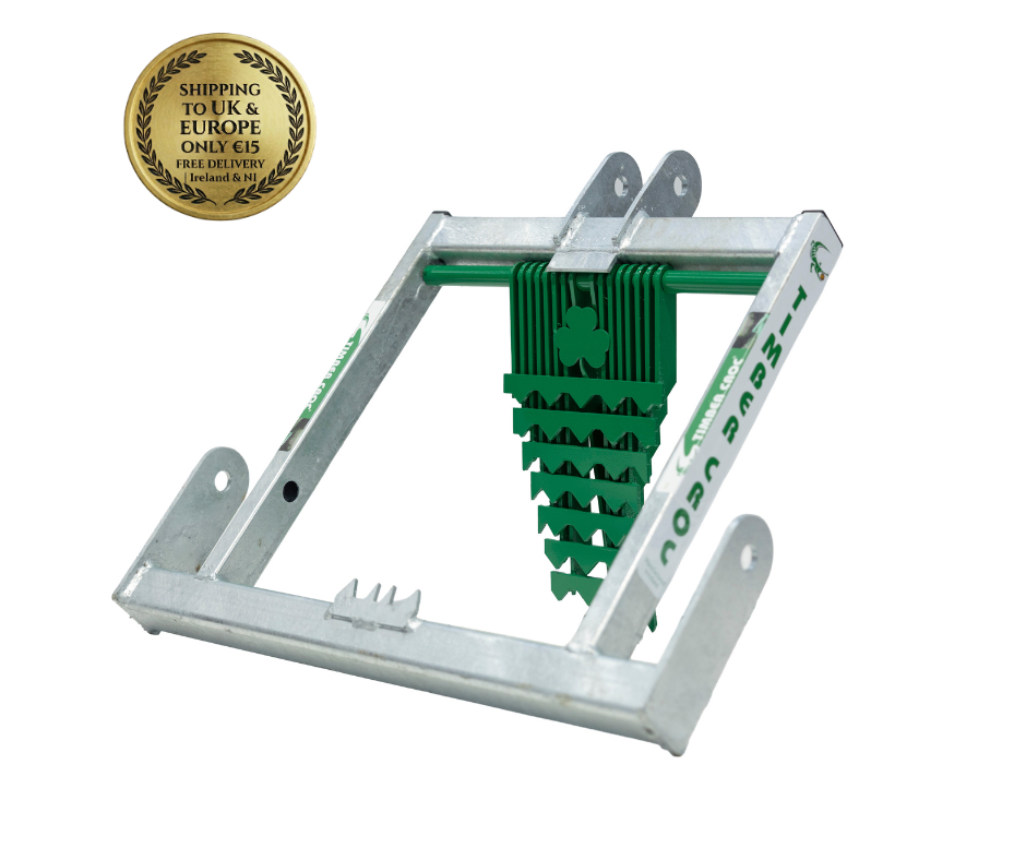 Galvanised Timber Croc 3 point linkage Cat 1 tractor log holder for all-weather outdoor use