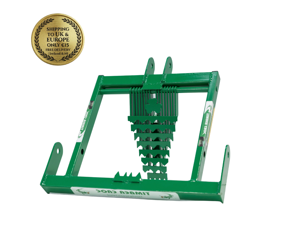 Timber Croc 3 point linkage Category 1 tractor mounted log holder for small tractors and compact loaders