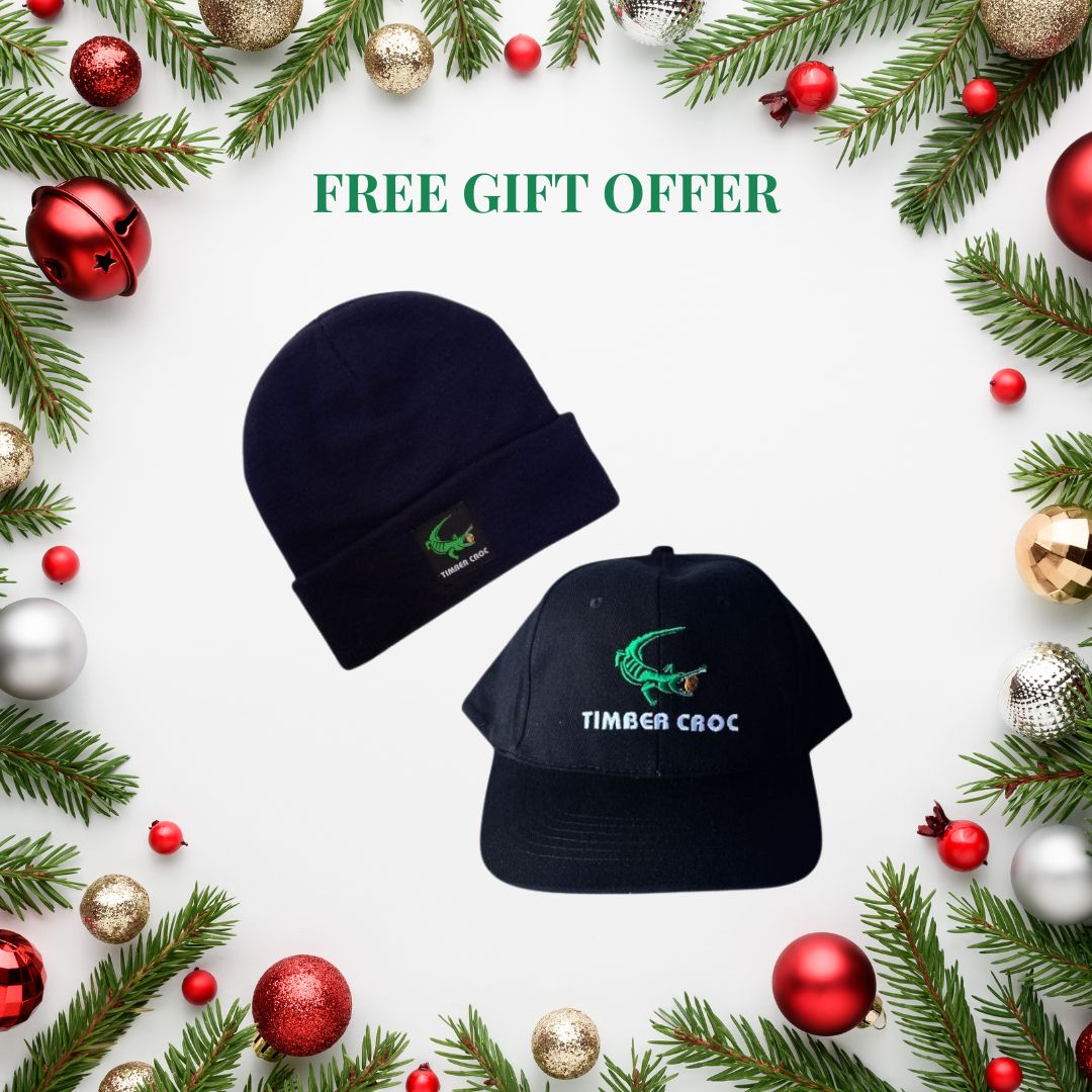 Christmas Offer - Green Timber Croc Log Holder + FREE Hat & Cap