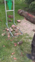Video demonstrating the Galvanised Timber Croc Log Holder for safe one-person wood cutting